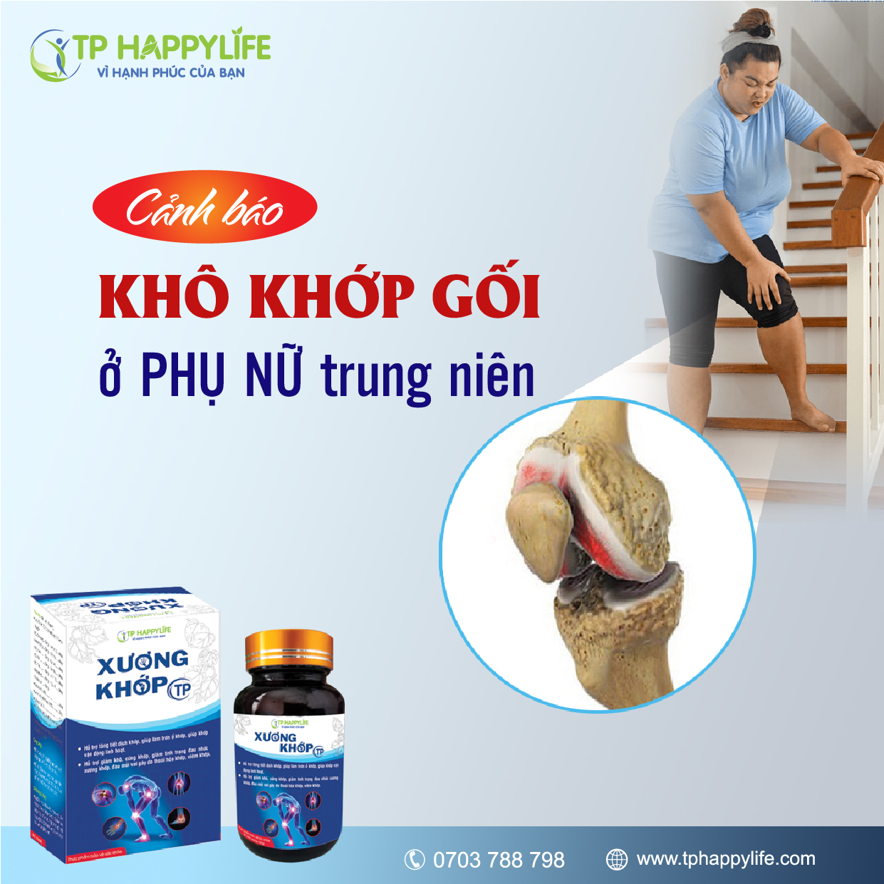 Cảnh báo khô khớp gối ở phụ nữ trung niên