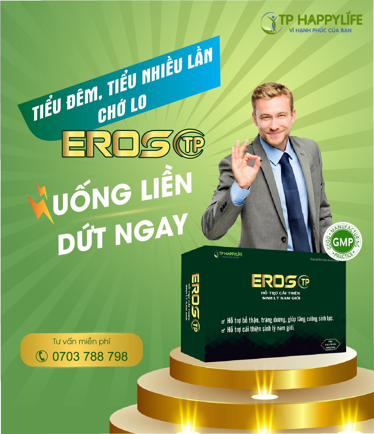 Eros TP cải thiện rõ rệt các triệu chứng tiểu đêm