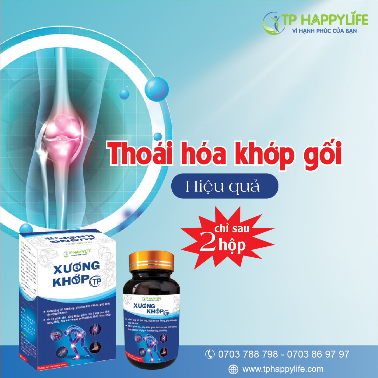 Thoái hóa khớp gối – Hiệu quả sau 2 hộp