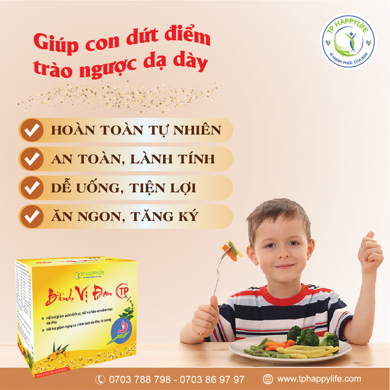 Bình Vị Đan TP - Giúp con dứt điểm trào ngược dạ dày.