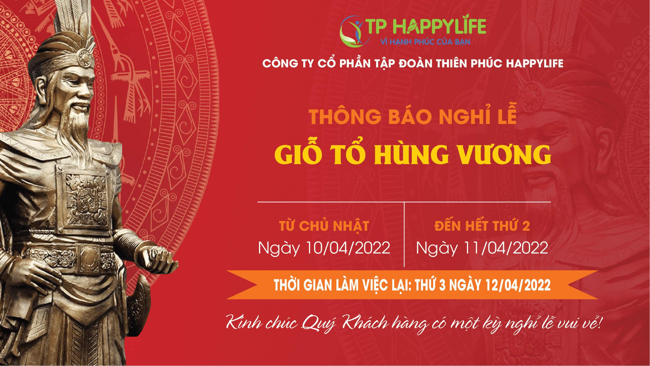 Thông báo nghỉ lễ Giỗ Tổ Hùng Vương