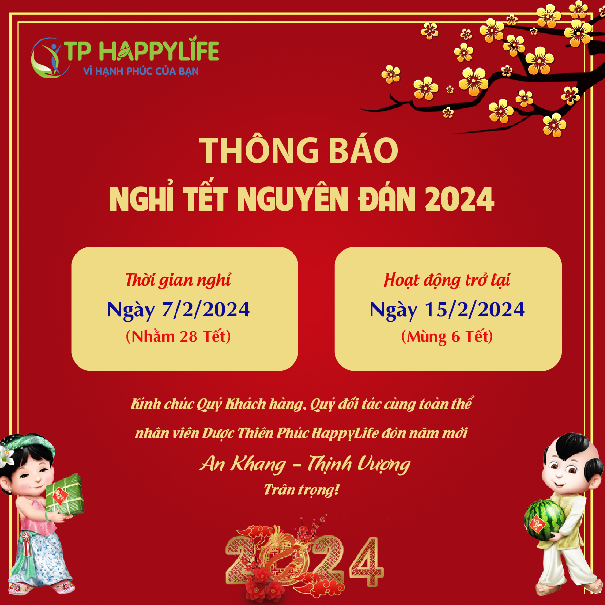 Lịch nghỉ Tết Nguyên Đán Giáp Thìn 2024